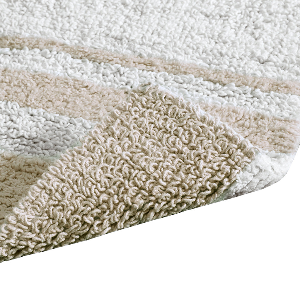45-in x 27-in Taupe Cotton Reversible Bath Rug Bath Mat Quick Dry
