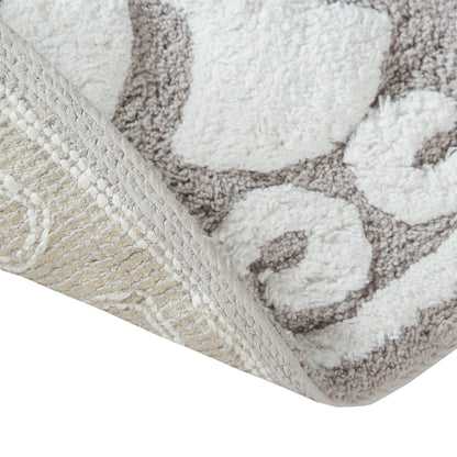 30-in x 20-in Taupe Medallion Cotton Tufted Bath Rug Bath Mat Quick Dry