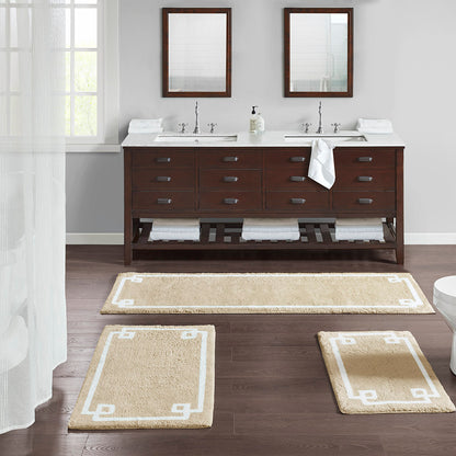 72-in x 24-in Taupe Brown Cotton Tufted Bath Rug Bath Mat Quick Dry