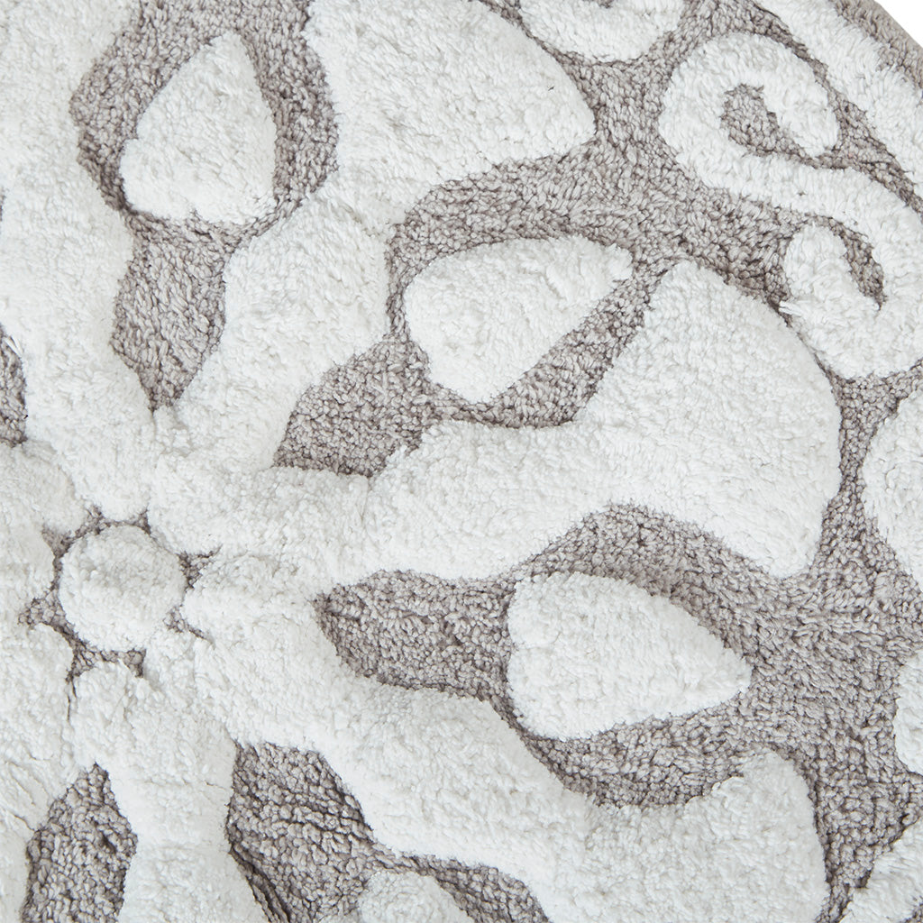30-in x 20-in Taupe Medallion Cotton Tufted Bath Rug Bath Mat Quick Dry