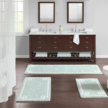 40-in x 24-in Seafoam Cotton Tufted Bath Rug Bath Mat Quick Dry