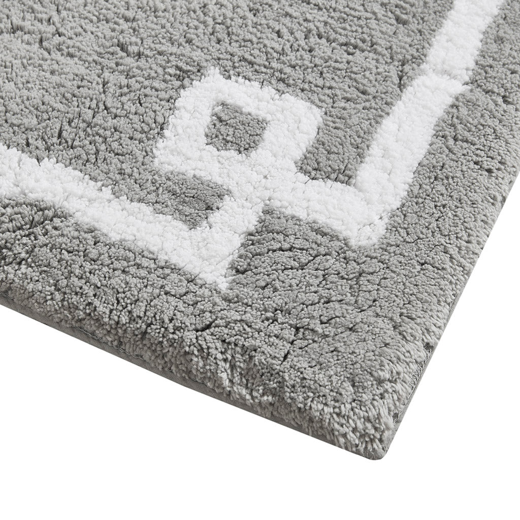 30-in x 20-in Grey Cotton Tufted Bath Rug Bath Mat Quick Dry