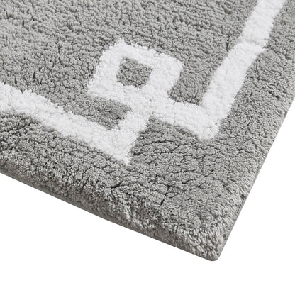 72-in x 24-in Grey Cotton Tufted Bath Rug Bath Mat Quick Dry