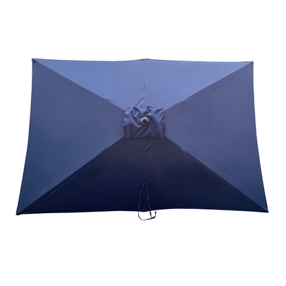 6 ft. x 9 ft. Patio Market Umbrella Outdoor Waterproof Umbrella with Crank and Push Button Tilt in Navy Blue