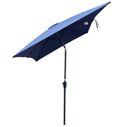 6 ft. x 9 ft. Patio Market Umbrella Outdoor Waterproof Umbrella with Crank and Push Button Tilt in Navy Blue