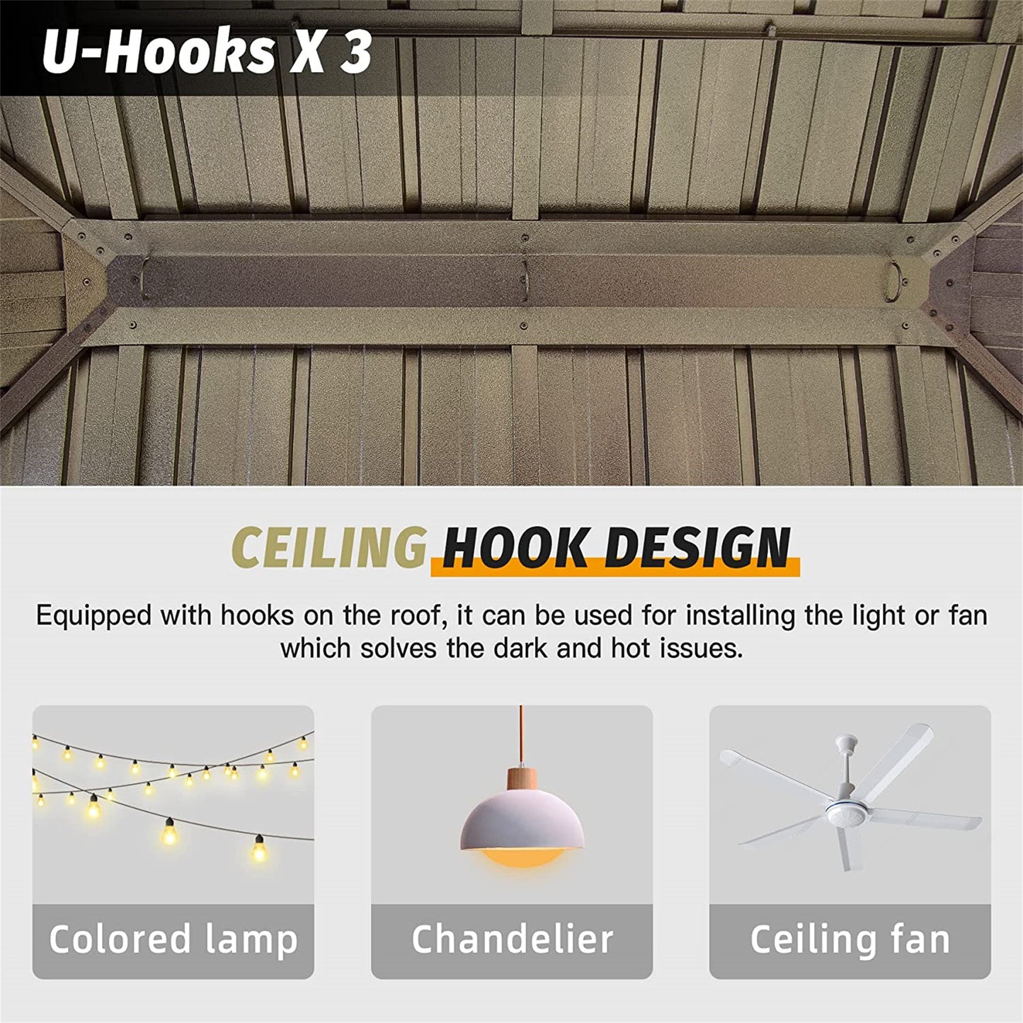 12 ft. x 20 ft. Brown Outdoor Aluminum Gazebo with Galvanized Steel Double Canopy Curtains and Netting for Deck Backyard