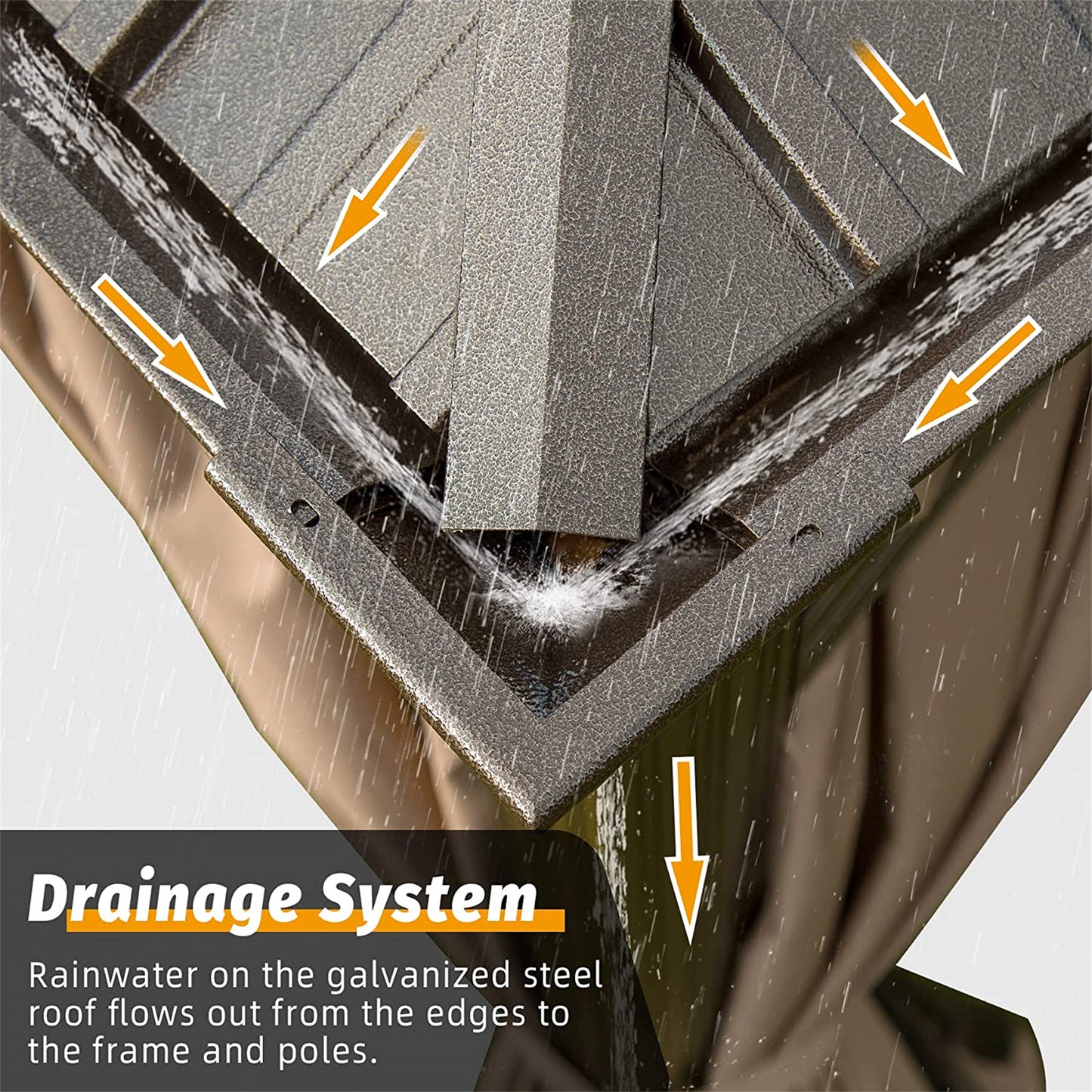 12 ft. x 20 ft. Brown Outdoor Aluminum Gazebo with Galvanized Steel Double Canopy Curtains and Netting for Deck Backyard