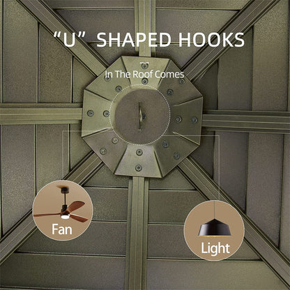 12 ft. x 12 ft. Black Outdoor Aluminum Gazebo with Galvanized Steel Double Canopy Curtains and Netting for Deck Backyard