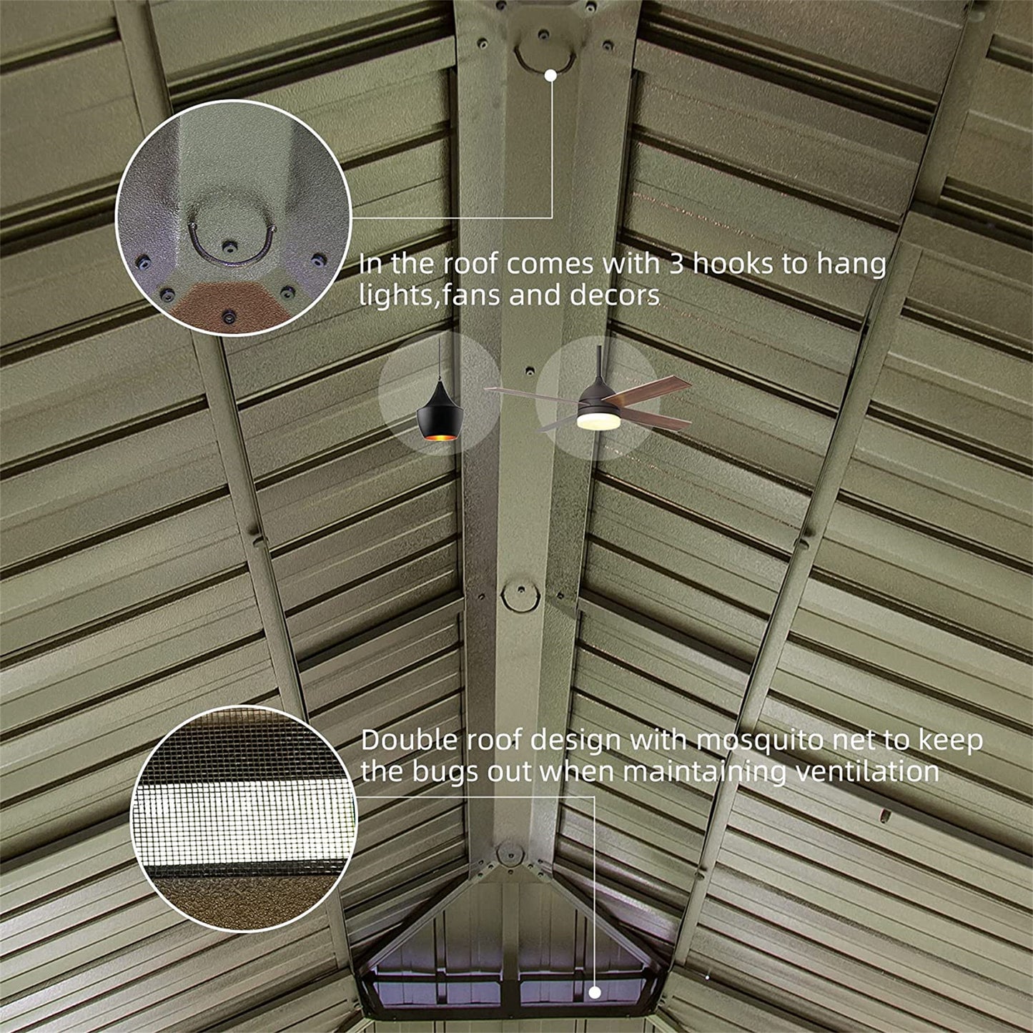 12 ft. x 20 ft. Yellow Outdoor Aluminum Gazebo with Galvanized Steel Double Canopy and Curtains and Netting for Backyard