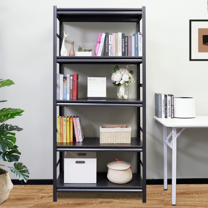5 -Tier Heavy Duty Black Metal Utility shelving unit with Ventilated Shelves ( 35.4-in W x 15.7-in D x 72-in H )