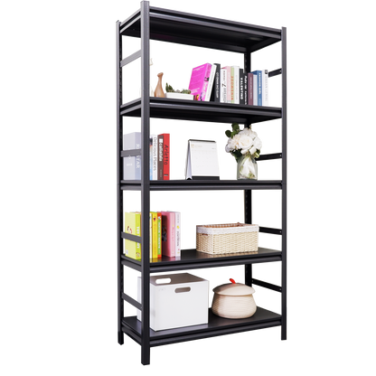 5 -Tier Heavy Duty Black Metal Utility shelving unit with Ventilated Shelves ( 35.4-in W x 15.7-in D x 72-in H )