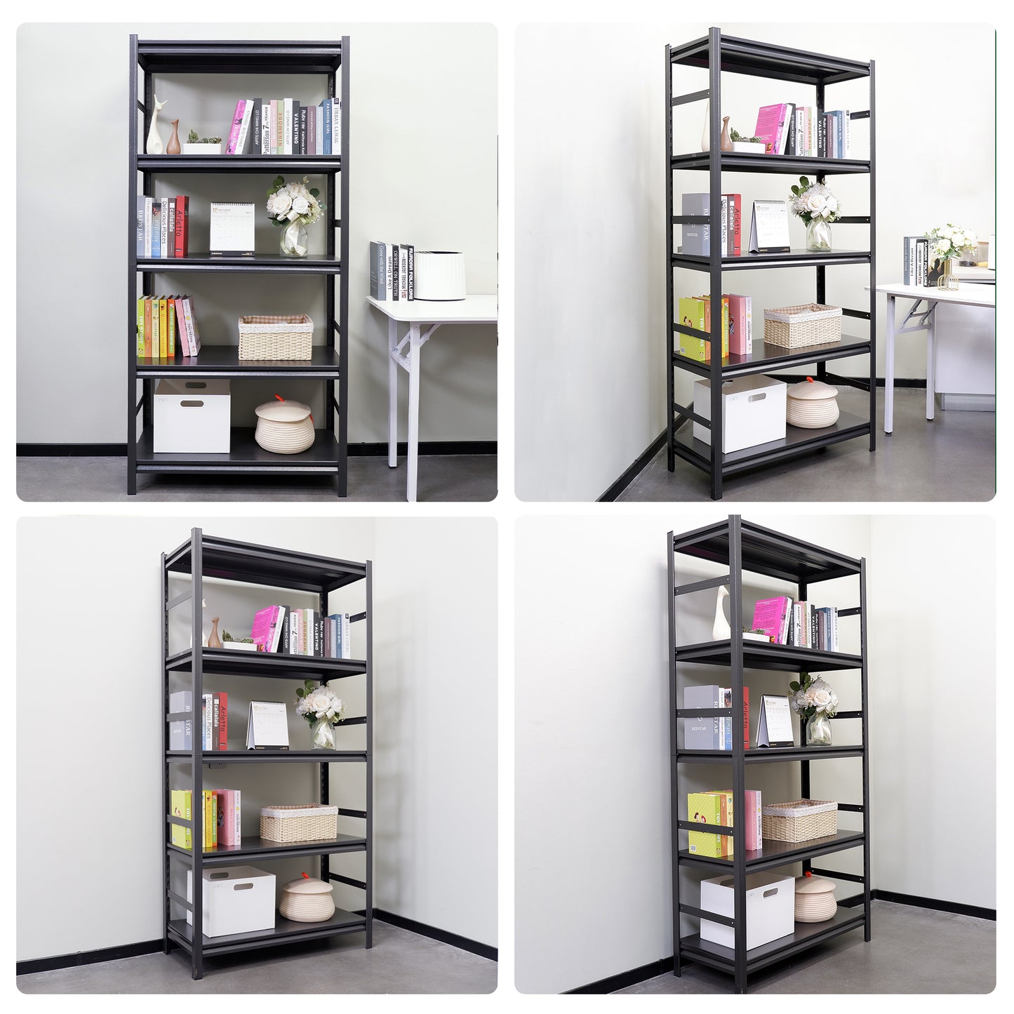 5 -Tier Heavy Duty Black Metal Utility shelving unit with Ventilated Shelves ( 35.4-in W x 15.7-in D x 72-in H )