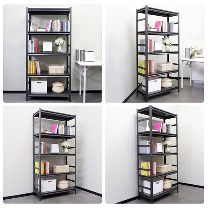 5 -Tier Heavy Duty Black Metal Utility shelving unit with Ventilated Shelves ( 35.4-in W x 15.7-in D x 72-in H )