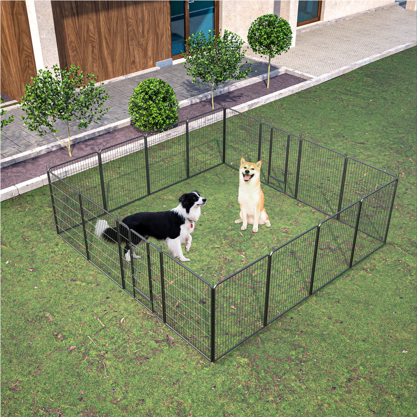 Dog Playpen Outdoor, 16 Panels Dog Pen 40" Height Dog Fence Exercise Pen with Doors