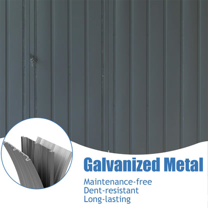 11 ft. W x 9 ft. D Outdoor Metal Shed Tool Storage Room with Steel Frame, Windows, Lockable Door, Dark Gray (99 sq.ft.)