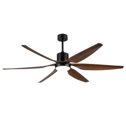 66 in. Vintage Ceiling Fan with Integrated LED Light and Brown Blades Included with Remote