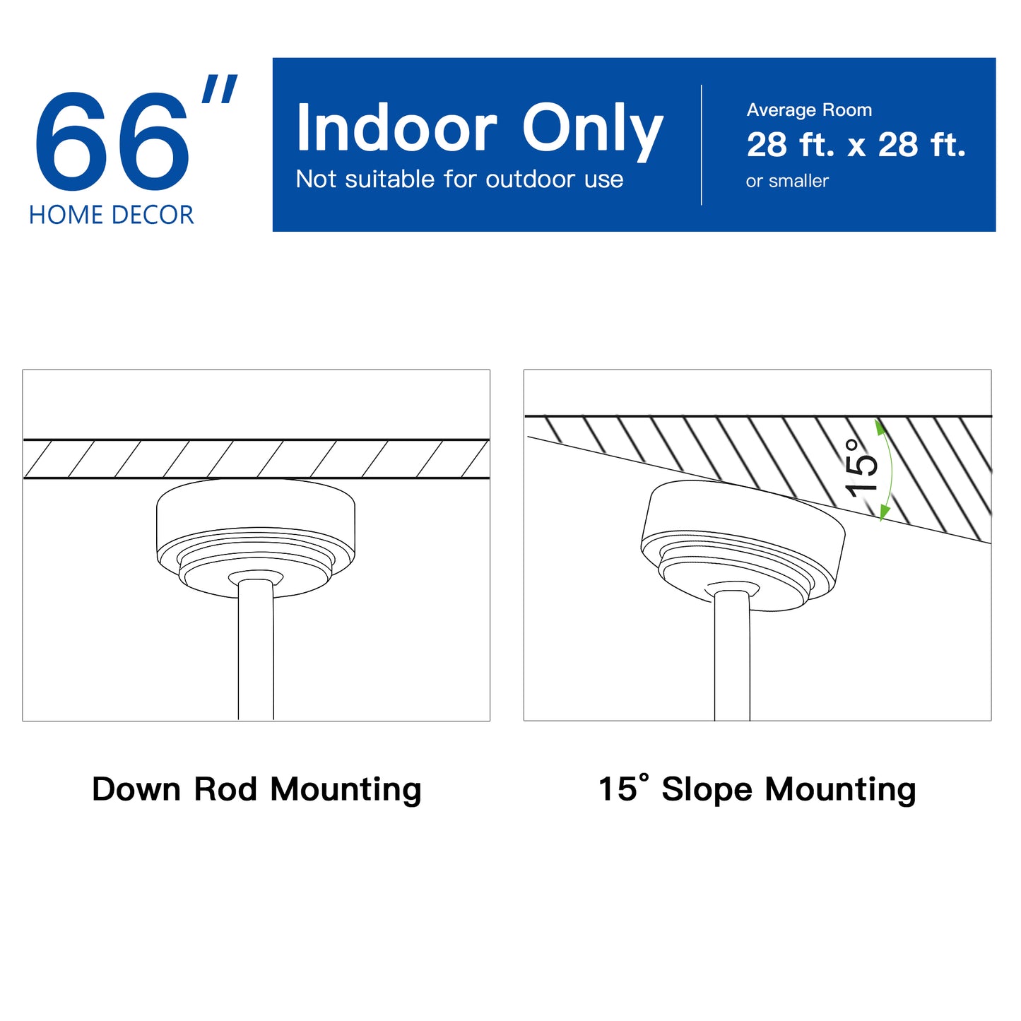 66 in. Vintage Ceiling Fan with Integrated LED Light and Brown Blades Included with Remote