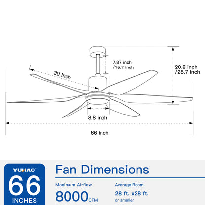 66 in. Vintage Ceiling Fan with Integrated LED Light and Brown Blades Included with Remote