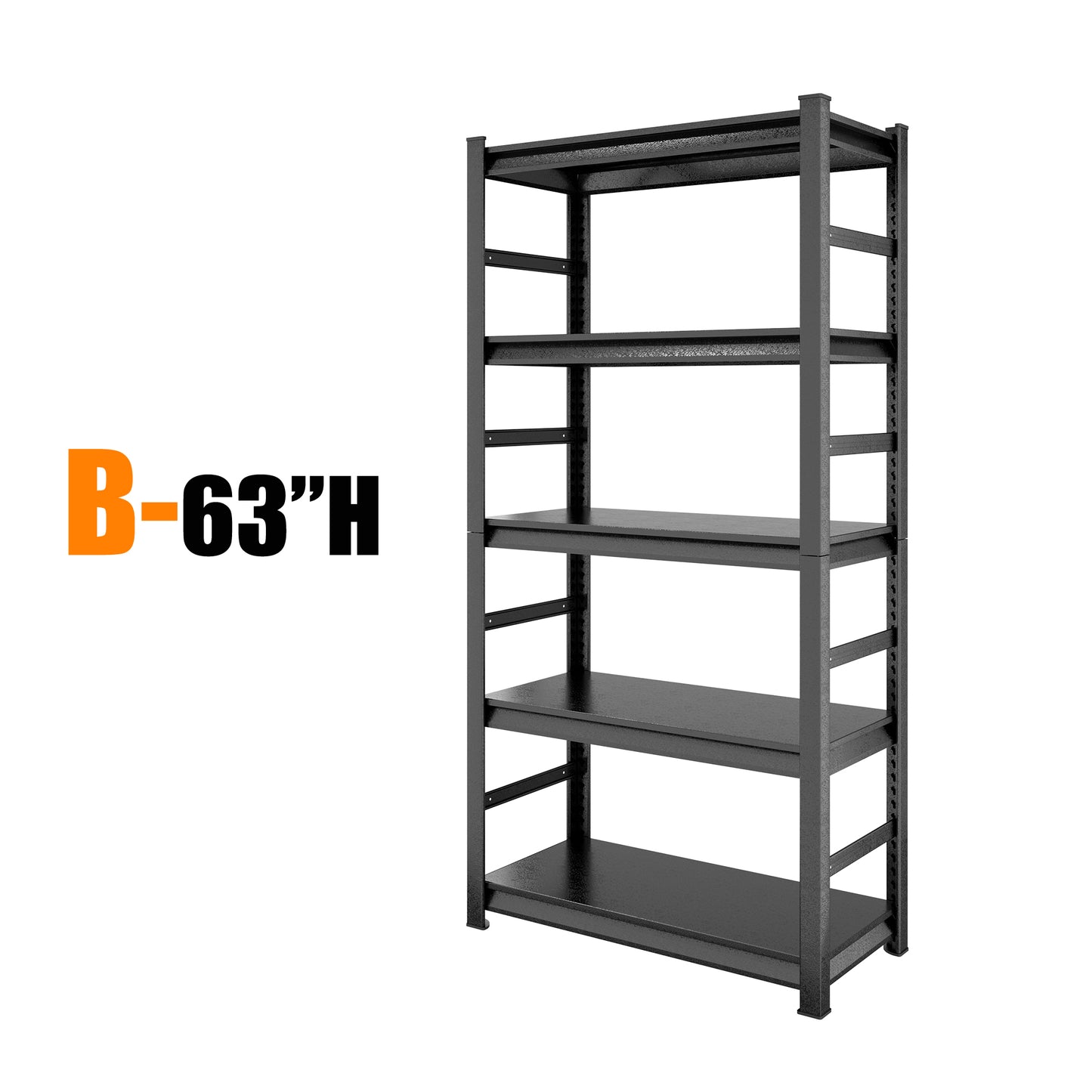 5 -Tier Heavy Duty Black Metal Utility shelving unit with Ventilated Shelves ( 31.6-in W x 15.7-in D x 63-in H )