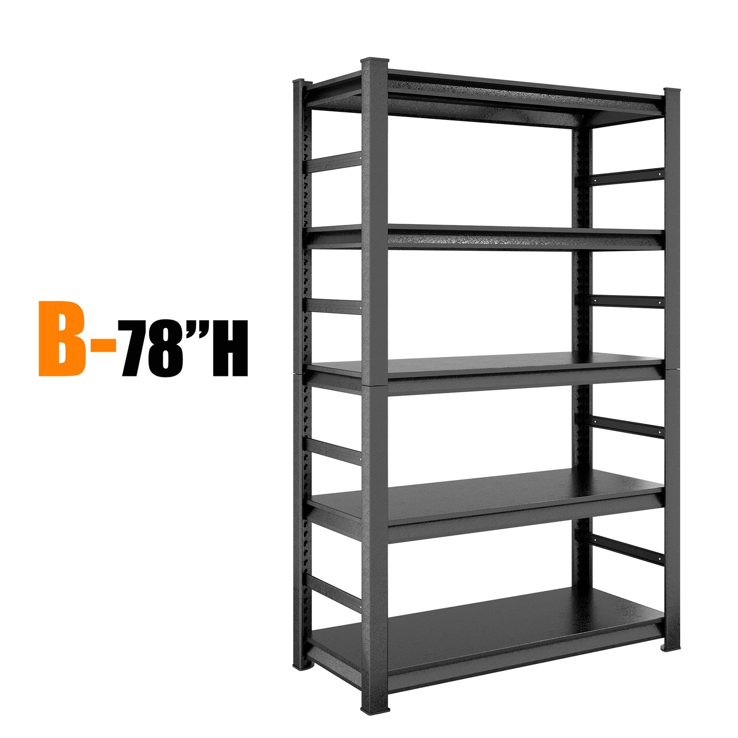 5 -Tier Heavy Duty Black Metal Utility shelving unit with Ventilated Shelves ( 47.3-in W x 18-in D x 78-in H )