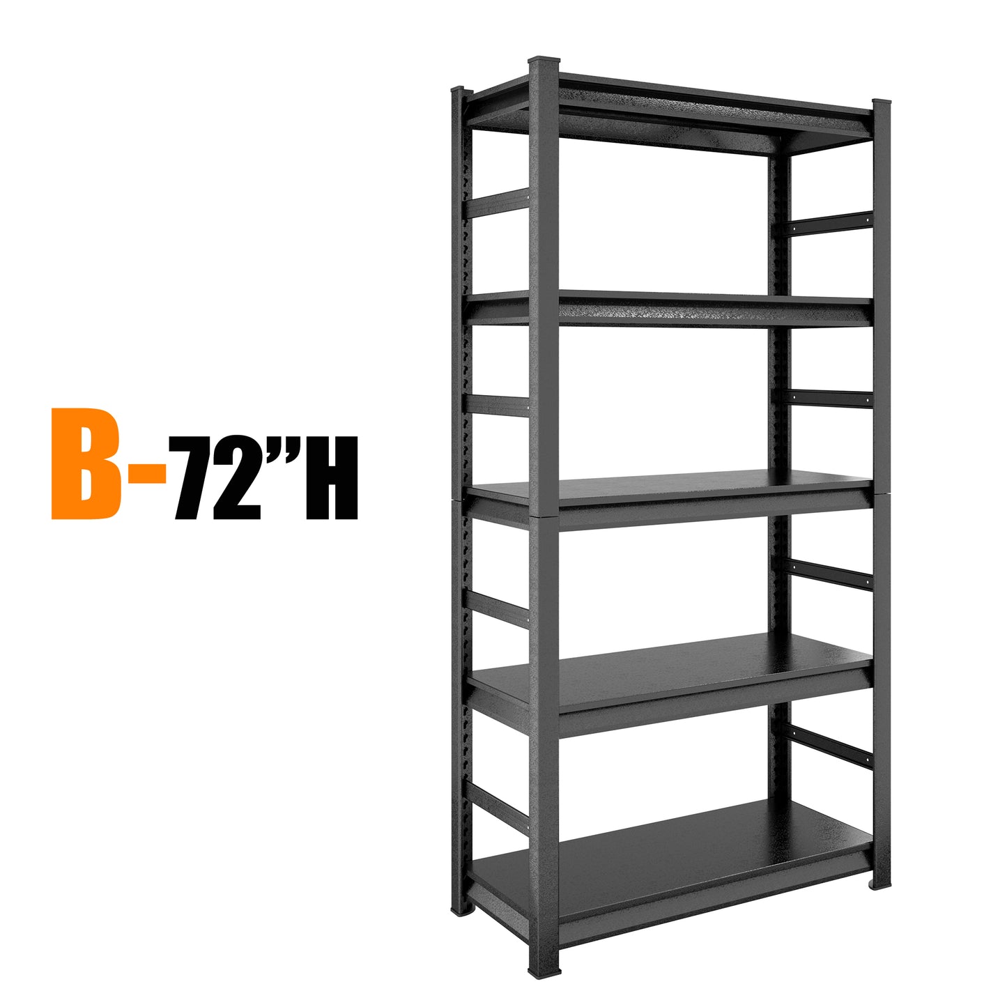 5 -Tier Heavy Duty Black Metal Utility shelving unit with Ventilated Shelves ( 35.4-in W x 15.7-in D x 72-in H )
