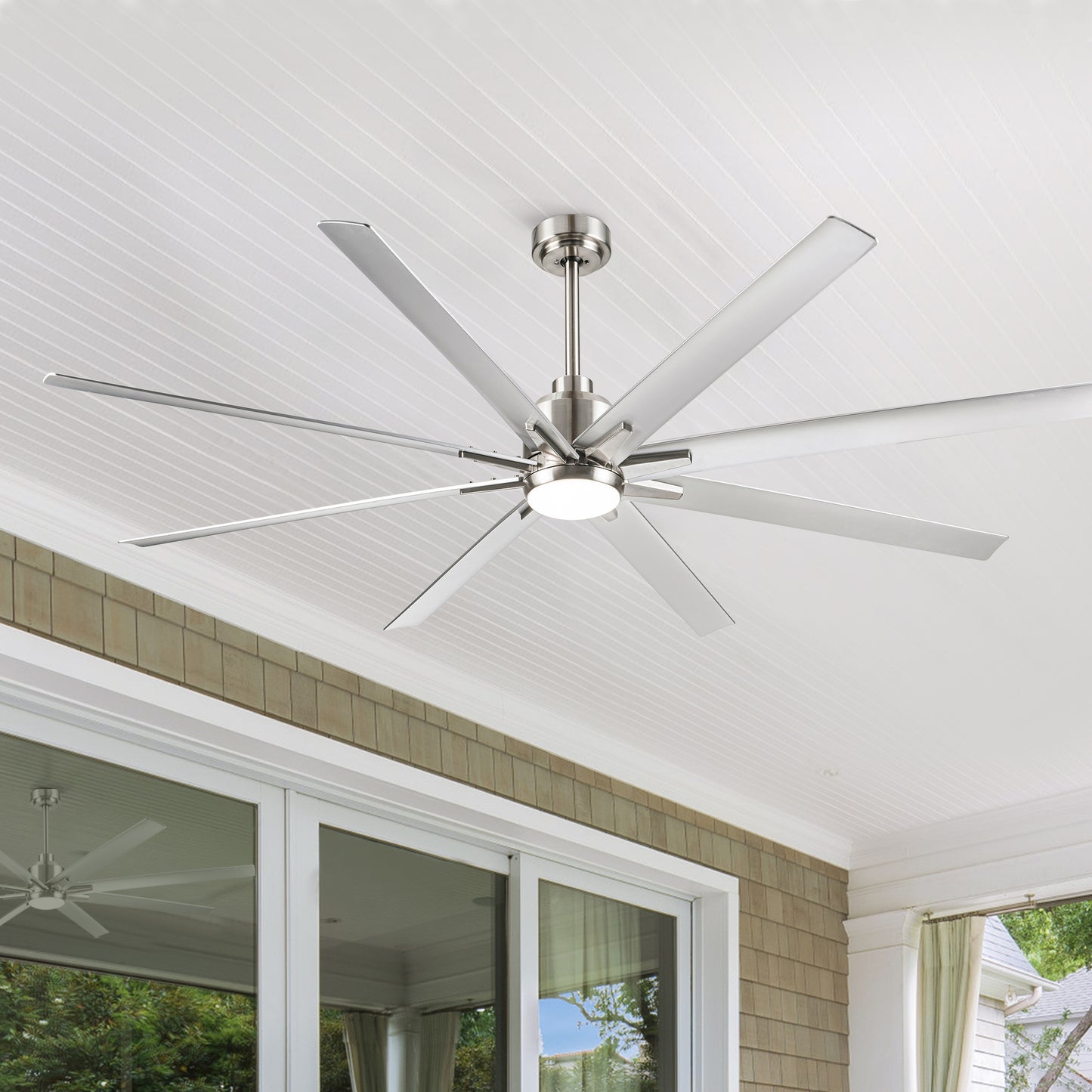 72 in. Brushed Nickel Smart Ceiling Fan with Silver Blades with Integrated LED Light Included with Remote