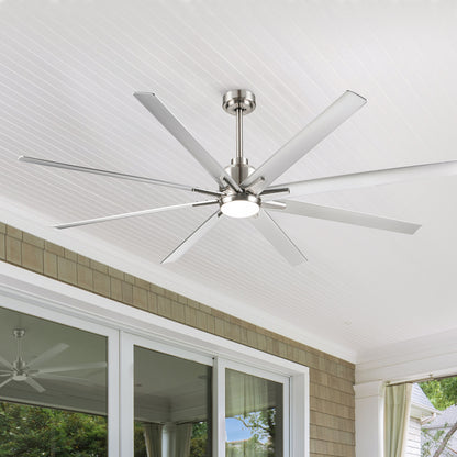 72 in. Brushed Nickel Smart Ceiling Fan with Silver Blades with Integrated LED Light Included with Remote
