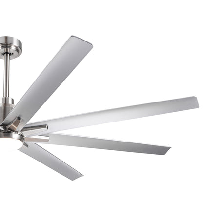 72 in. Brushed Nickel Smart Ceiling Fan with Silver Blades with Integrated LED Light Included with Remote