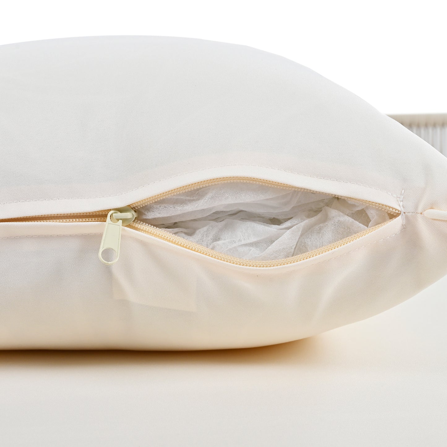 Outdoor Patio Daybed, Woven Nylon Rope Backrest with Washable Cushions for Balcony