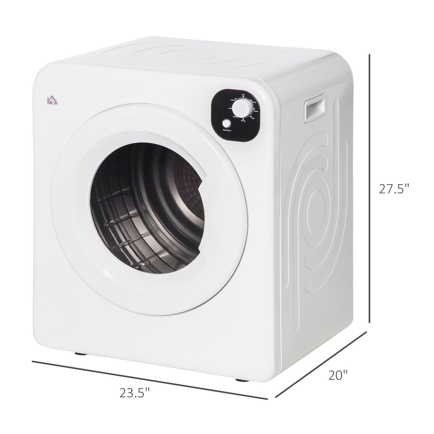 Portable Clothes Dryer, 120V 1300W Compact Laundry Dryer with Intelligent Drying, 3.2 cu.ft Stainless Steel Drum