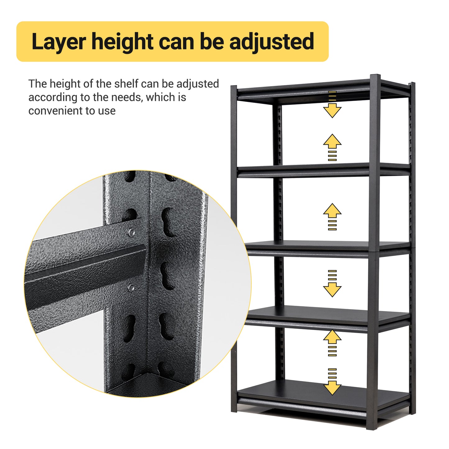 5 -Tier Heavy Duty Black Metal Utility shelving unit with Ventilated Shelves ( 35.41-in W x 15.7-in D x 72-in H )