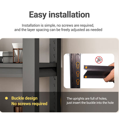 5 -Tier Heavy Duty Black Metal Utility shelving unit with Ventilated Shelves ( 35.41-in W x 15.7-in D x 72-in H )