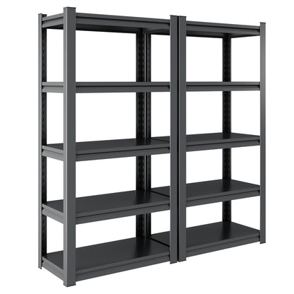 5 -Tier Heavy Duty Black Metal Utility shelving unit with Ventilated Shelves ( 35.41-in W x 15.7-in D x 72-in H )