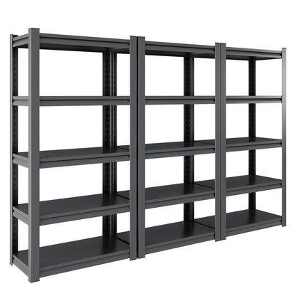5 -Tier Heavy Duty Black Metal Utility shelving unit with Ventilated Shelves ( 35.41-in W x 15.7-in D x 72-in H )