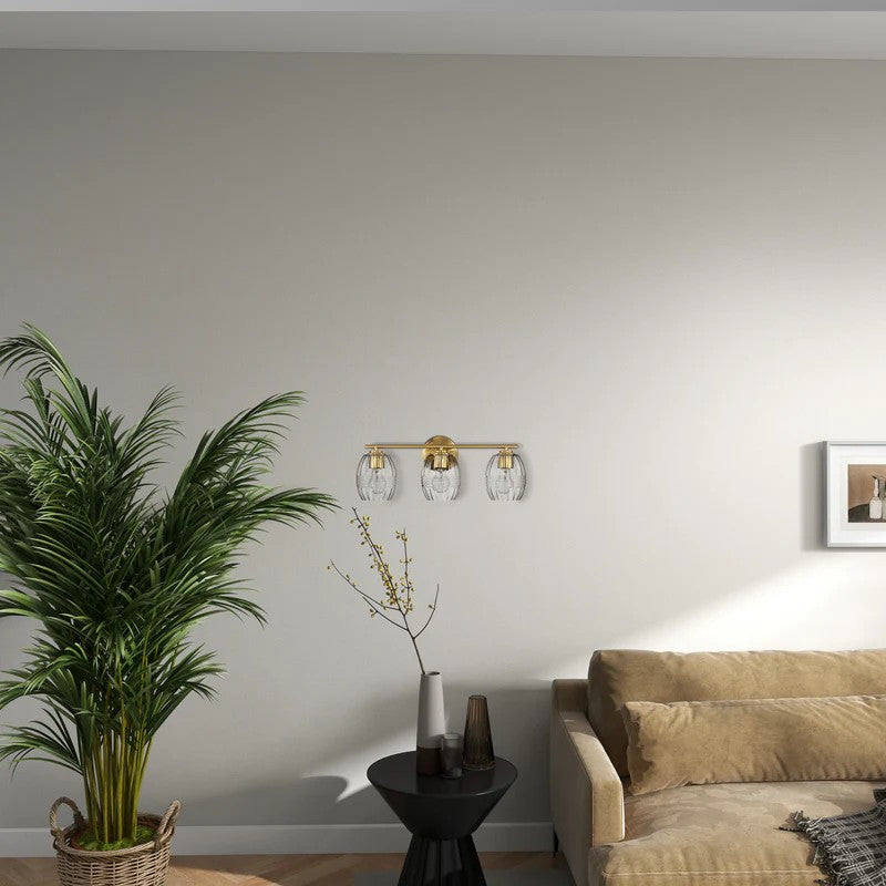22.20 in. 3-Light Satin Brass Vanity Light with Clear Glass