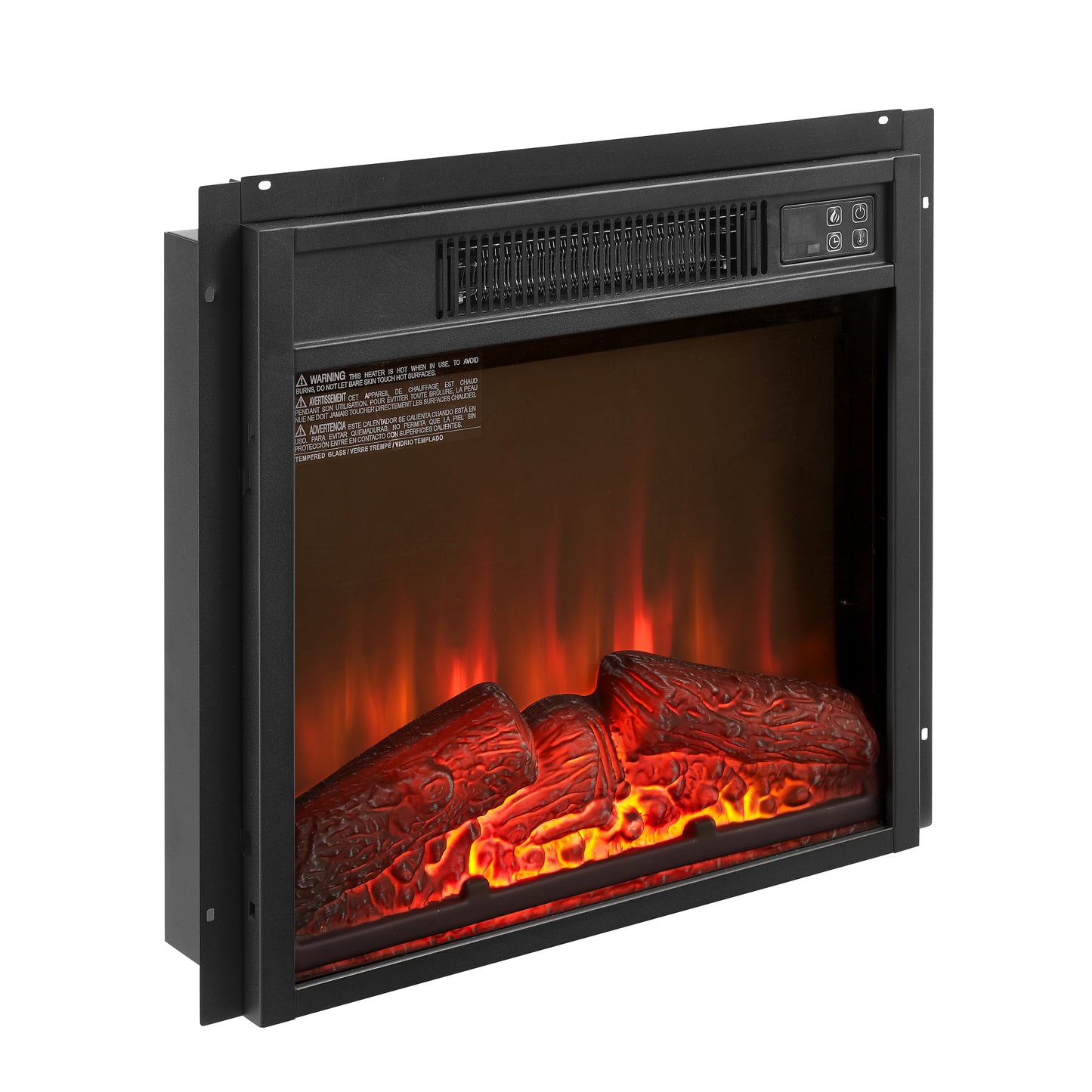 18 in. Electric Fireplace Insert 1400W Heater with Remote Control, Overheating Protection in Black