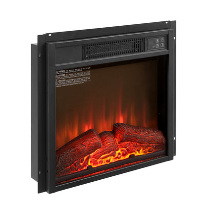 18 in. Electric Fireplace Insert 1400W Heater with Remote Control, Overheating Protection in Black