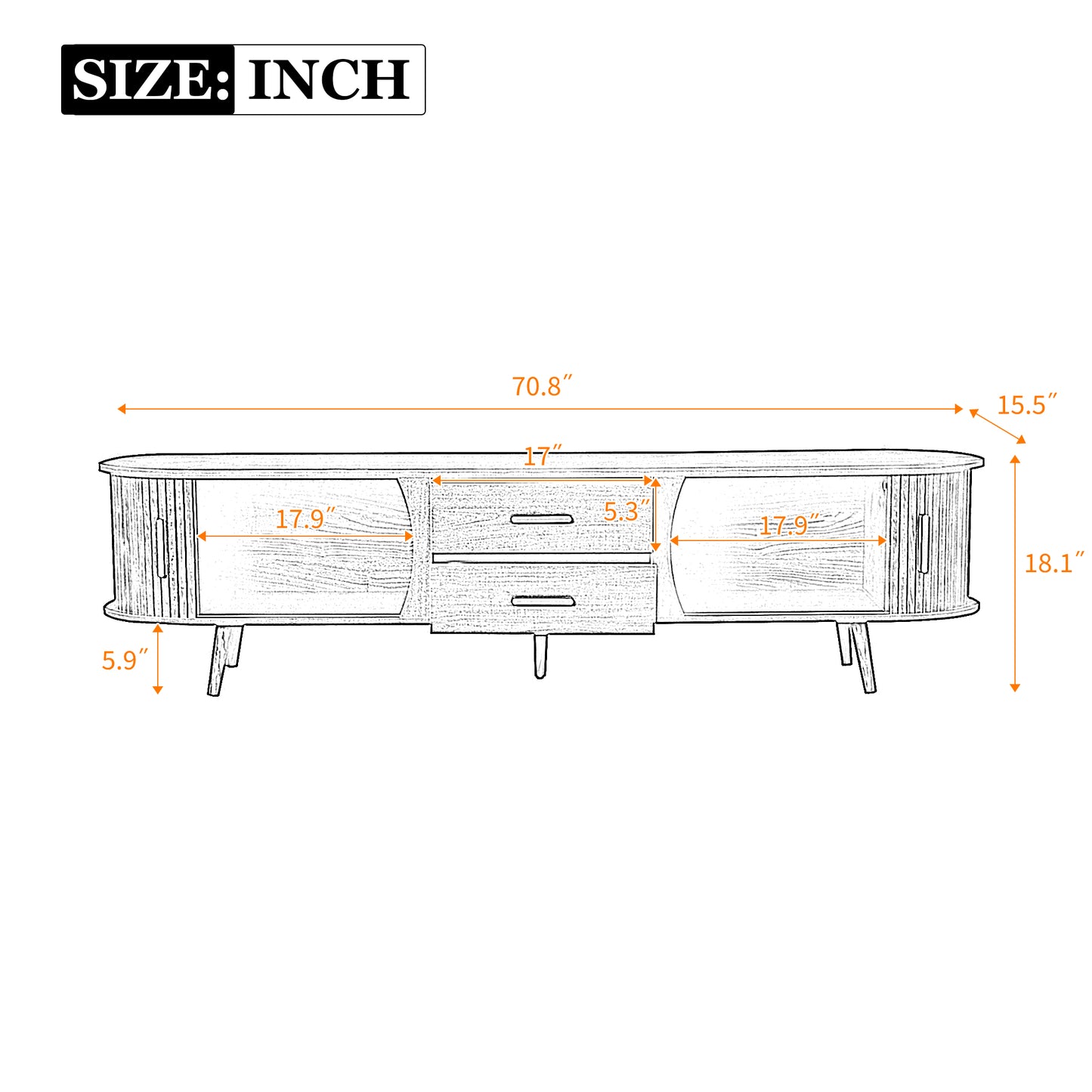 TV Stand for 80" TV, Entertainment Center with Storage for Living Room, Bedroom, Media Console Table with 2 Drawers