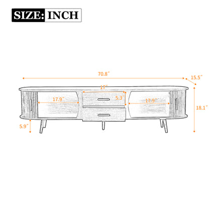 TV Stand for 80" TV, Entertainment Center with Storage for Living Room, Bedroom, Media Console Table with 2 Drawers