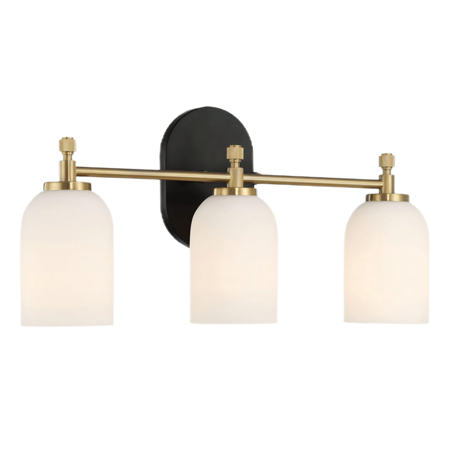 20.5 in. 3-Light Brushed Gold Vanity Light with White Frosted Glass