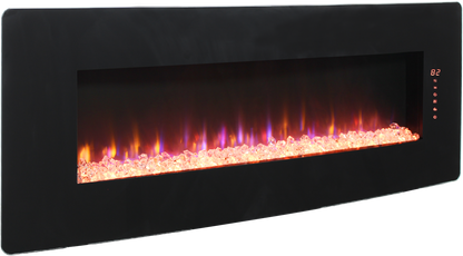 48 inch Curved Front Wall Mounted Electric Fireplace with Remote and Multi Color Flame & Emberbe