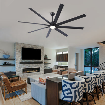 84 in. Super Large Black Ceiling Fan with 8 Blades Included with Remote