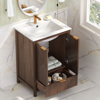 24 Inches Bathroom Vanity with Sink Combo, Modern Bathroom Vanity with Single Faucet Hole