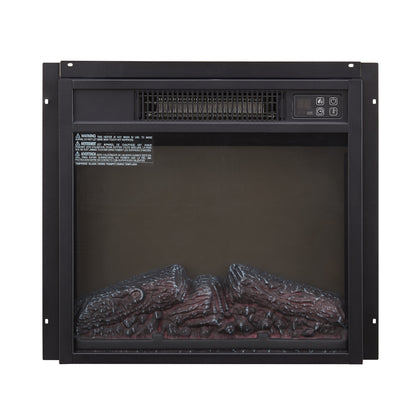 18 in. Electric Fireplace Insert 1400W Heater with Remote Control, Overheating Protection in Black
