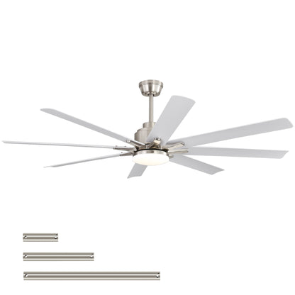 52 in. Downrod Mount Smart Ceiling Fan with Light and 8 Black ABS Blades Included, Voice Remote, 6 Wind Speeds
