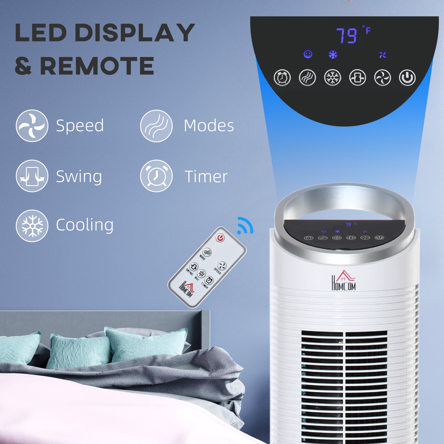 40" Evaporative Air Cooler with Water Tank, 3-In-1 Ice Cooling Fan with Humidifier, 52° Oscillating Portable Swamp Cooler