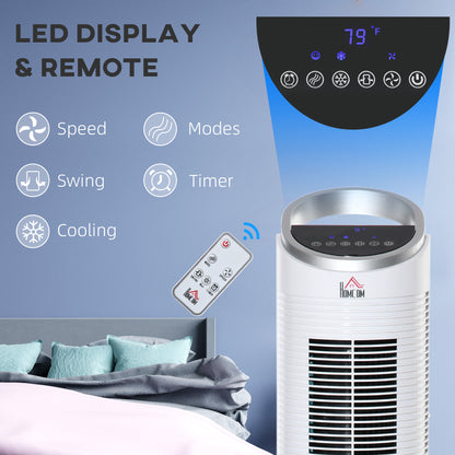 40" Evaporative Air Cooler with Water Tank, 3-In-1 Ice Cooling Fan with Humidifier, 52° Oscillating Portable Swamp Cooler