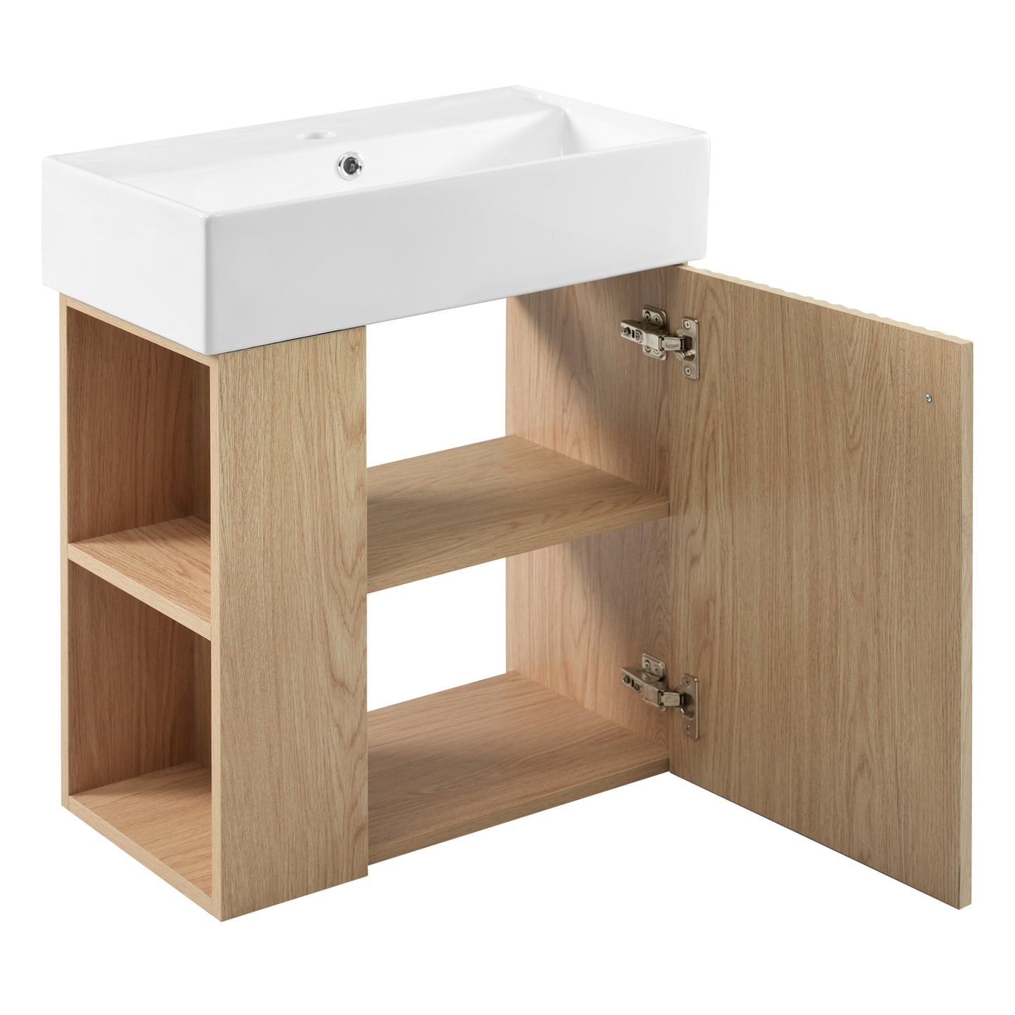 21.6 inch Modern Floating Bathroom Vanity with Ceramic Basin - Perfect for Small Bathrooms