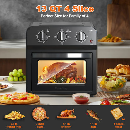 Air Fryer Toaster Oven Combo,13QT,360° Hot Air Circulation for Healthy Oil-Free Cooking