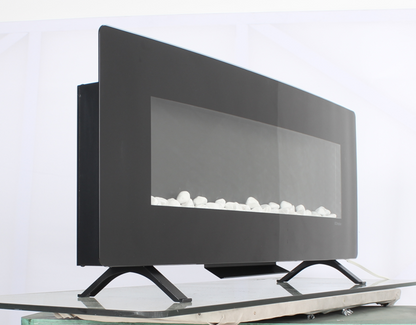 48 inch Curved Front Wall Mounted Electric Fireplace with Remote and Multi Color Flame & Emberbe